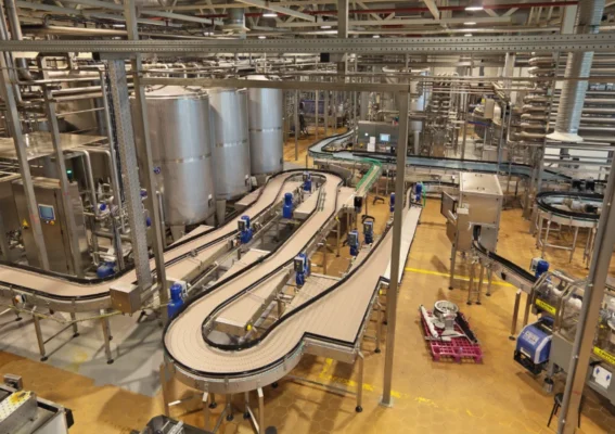 Inside view of a commercial food processing facility.