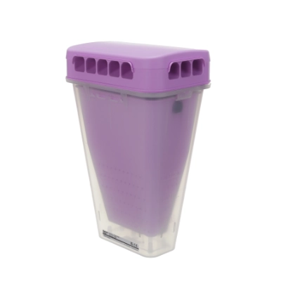 Side view of the purple EcoCatch Wasp trap, a sustainably designed, lockable outdoor wasp control unit made from recycled plastic for Texas businesses.