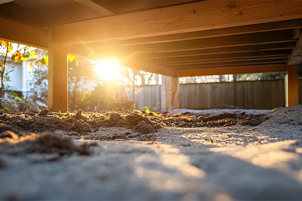 Photo of the underneath of a house porch, where silverfish are known to gather.